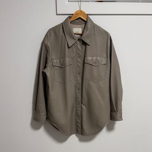 Wilfred Gray Vegan Leather Shirt Jacket